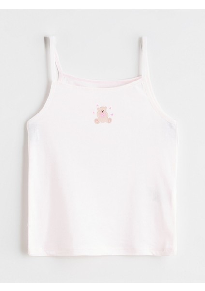 Yeni Sezon Kare Yaka Baskılı Kız Çocuk Atlet