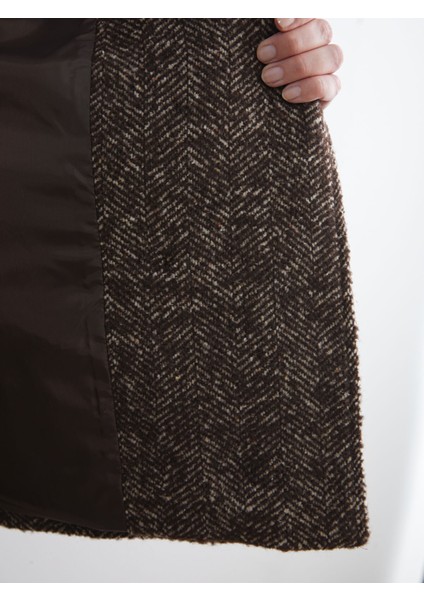 Yeni Sezon Dik Yaka Desenli Oversize Kadın Kaşe Kaban fırsatları