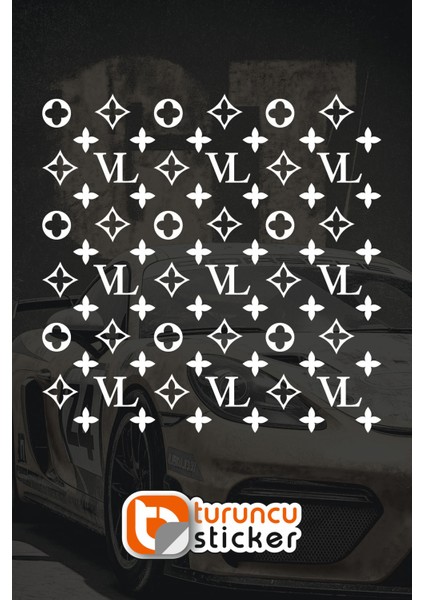 Lv Desen Kaplama Sticker Etiket 25X25 cm - Araç -Motor - Laptop - Kask Etiket