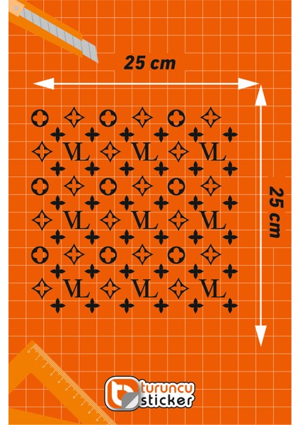 Lv Desen Kaplama Sticker Etiket 25X25 cm - Araç -Motor - Laptop - Kask Etiket fiyatları