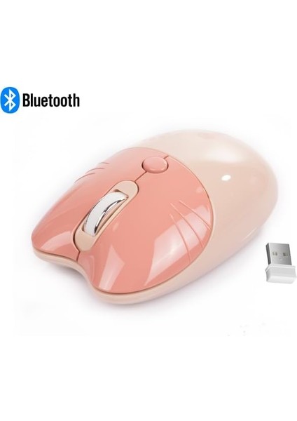 Sevimli Kedi Kablosuz Pudra-Bej Mouse Bluetooth + Dual Mode fiyatları