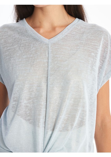 Yeni Sezon V Yaka Parlak Görünümlü Kadın Bluz modelleri