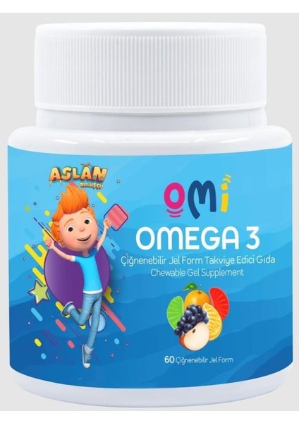 Omi Omega-3 60 Çiğnenebilir Jel | Dha Içerikli Omega 3 Takviyesi | Alerjenik Etkisi Az, Balık Yağı Kokusu Yok | 4 Yaş ve Üzeri Için Uygun