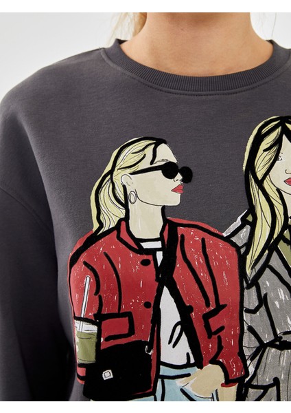 Yeni Sezon Baskılı Oversize Kadın Kalın Sweatshirt modelleri