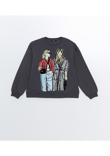 Yeni Sezon Baskılı Oversize Kadın Kalın Sweatshirt indirimleri