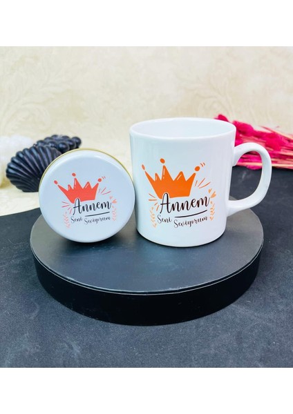 Annem Seni Seviyorum Tasarımlı Kokulu Mum ve Kupa Set