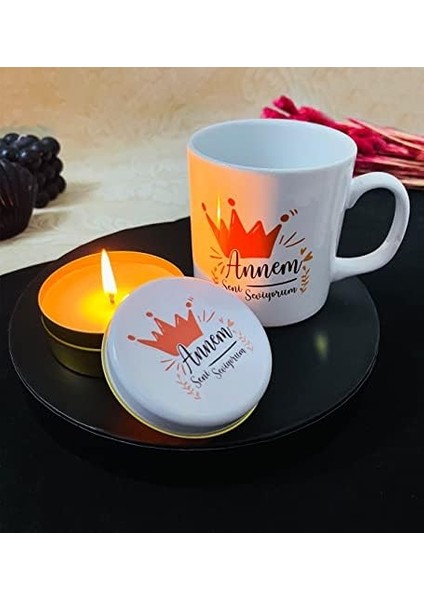 Annem Seni Seviyorum Tasarımlı Kokulu Mum ve Kupa Set fiyatları