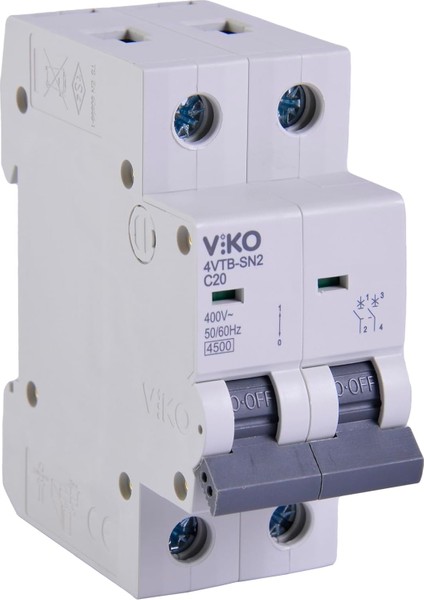 4VTB-2C20 Otomatik Sigorta 4,5ka C Tipi 2 Kutup 20A