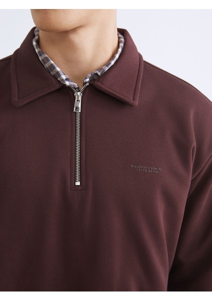 Yeni Sezon Polo Yaka Baskılı Erkek Kalın Sweatshirt modelleri