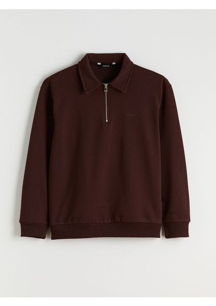 Yeni Sezon Polo Yaka Baskılı Erkek Kalın Sweatshirt indirimleri