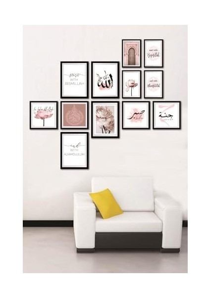 12 Parça Dekoratif Mdf Tablo Seti Çerçeve Görünümlü DEKOLIADKJ069 fiyatları