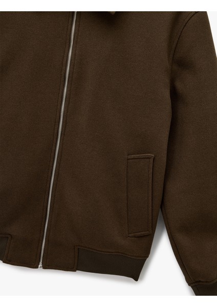 Uzun Kollu Cepli Fermuarlı Gömlek Yaka Kaşe Bomber Ceket modelleri