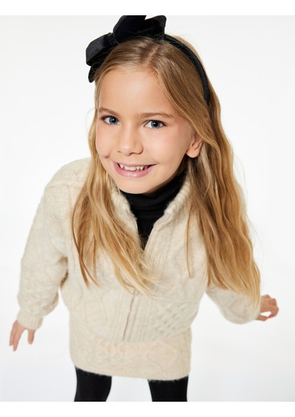 Saç Örgü Dokulu Uzun Kollu Fermuarlı Triko Hırka fiyatları