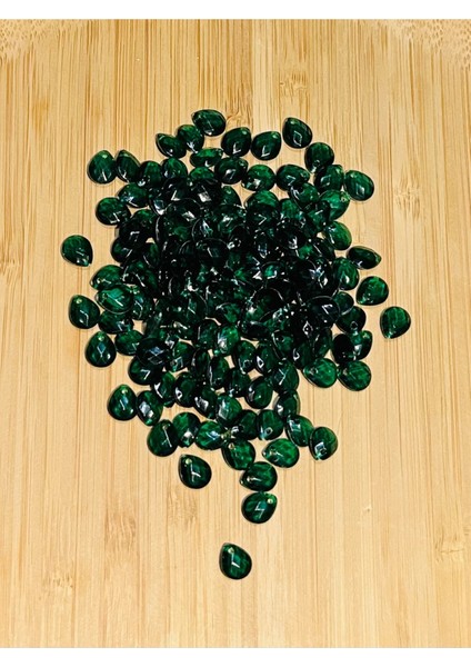 Zümrüt Yeşili Oya, Abiye, Takı, Örgü El Işleme Plastik Gözyaşı Damla Boncuk. 25GR. Tahmini 195 Adet.