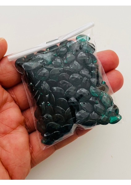 Zümrüt Yeşili Oya, Abiye, Takı, Örgü El Işleme Plastik Gözyaşı Damla Boncuk. 25GR. Tahmini 195 Adet.