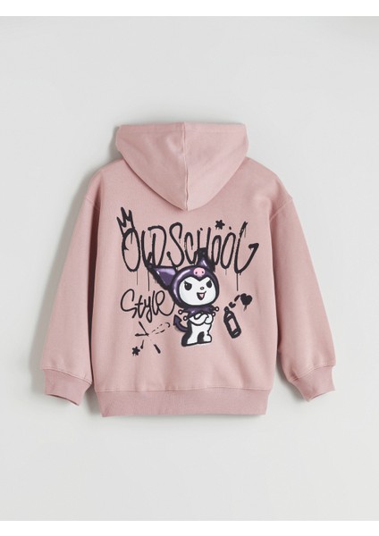 Yeni Sezon Kapüşonlu Kuromi Baskılı Kız Çocuk Sweatshirt