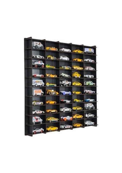 50 Araç Oyuncak Araba Rafı, 1:64 Ölçek Uyumlu Metal Oyuncak Araç Garaj Duvar Vitrini-Mavi fiyatları
