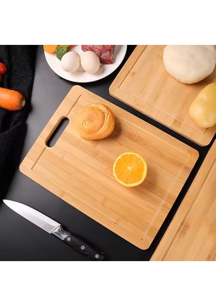 Bambu Kesme Tahtası Seti, Kalın Kaliteli Ahşap, Farklı Ebatlar, Temizlenir (34X24) modelleri