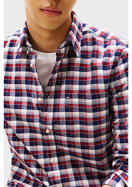 Pamuklu Regular Fit Uzun Kollu Ekoseli Gömlek Erkek Gömlek MW0MW40465 0qj fiyatları