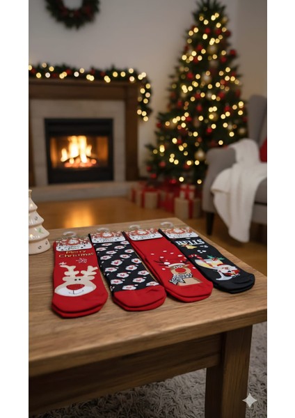 ; Yılbaşı Çorapları ; Kışlık; Asorti 4'lü Paket; 36-42 Numara fiyatları
