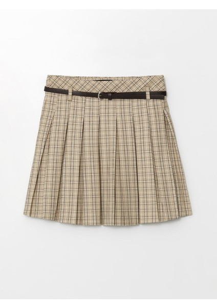 Yeni Sezon Beli Kemerli Ekose Kadın Pileli Etek indirimleri