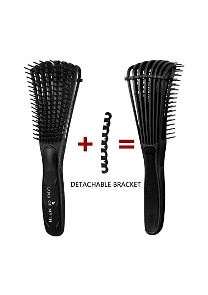 Land Of Myth - LOM1193 Yeni Nesil Dolaşık Saç Açma Tarama Fırçası, Ahtapot Dizayn, Esnek Dişler, Kıvırcık Saç Tarağı (Siyah) modelleri