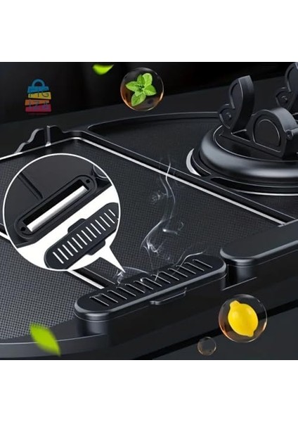 Araç Içi Kaydırmaz Telefon Tutucu ve Torpido Düzenleyici – Numara Göstergeli, 360° Dönebilen, Çok Fonksiyonlu Kaymaz Silikon Mat – 25X18 Cm, Siyah modelleri