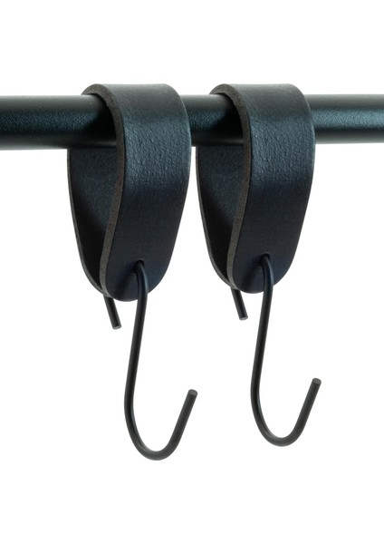Deri Çok Amaçlı S Kanca, Kancalı Tutacak, Deri Askı Aparatı - Siyah