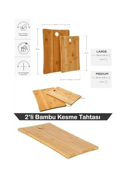 2 Boy Bambu Kesme Tahtası Seti, Bambu Kesim Tahtası, Bambu Et Tahtası | Pratik ve Dayanıklı 2 Boy Bambu Kesme Tahtası Seti - Mutfakta Kesme Işlemlerini Kolaylaştırın! fiyatları