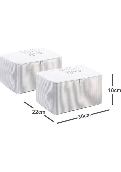 2’li Gri Çizgili Kumaş Bebek Hurcu – 30X22X18 cm Düzenleyici Kutu Seti modelleri