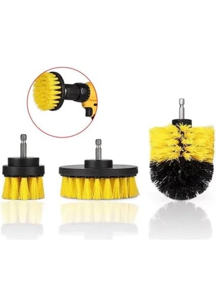 3'lü Matkap Ucu Temizleme Fırça Seti –, Küvet, Duşakabin, Araba Jant ve Koltuk Temizliği Için Renkli Fırçalar, Kompakt Boyut modelleri