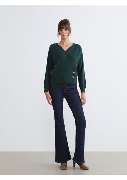 Yeni Sezon Kruvaze Yaka Kadın Triko Kazak fiyatları