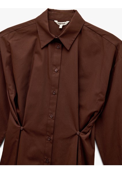 Uzun Kollu Klasik Yaka Pile Detaylı Poplin Gömlek modelleri