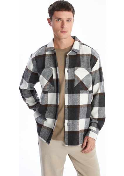 Yeni Sezon Regular Fit Uzun Kollu Ekose Erkek Gömlek Ceket