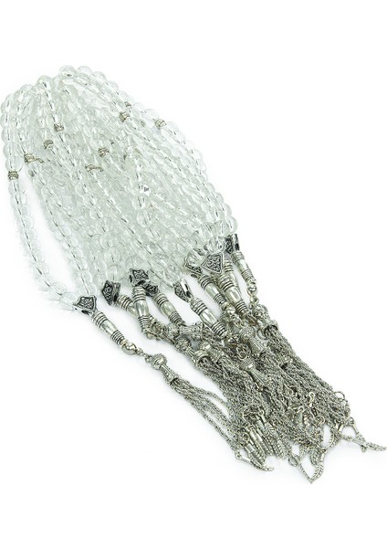 10 Adet 33LÜ Hac Umre Hediyelik Tesbih - Şeffaf Beyaz modelleri