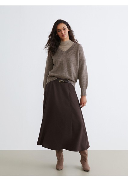 Yeni Sezon V Yaka Oversize Kadın Triko Kazak fiyatları