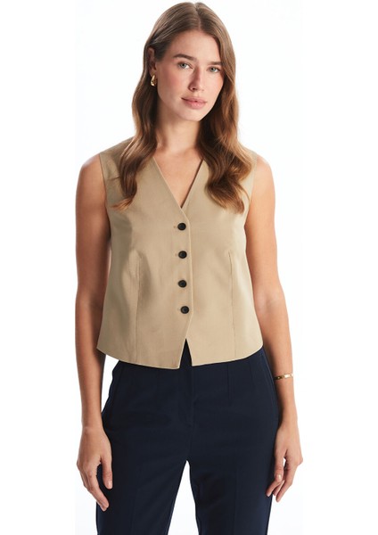 Yeni Sezon V Yaka Kadın Klasik Yelek