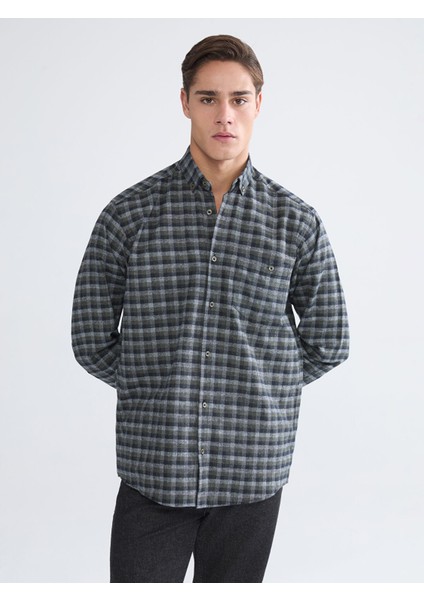 Yeni Sezon Regular Fit Uzun Kollu Ekose Gabardin Erkek Gömlek