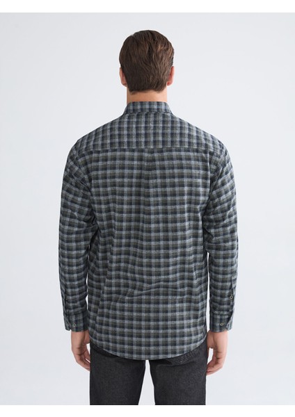 Yeni Sezon Regular Fit Uzun Kollu Ekose Gabardin Erkek Gömlek fırsatları