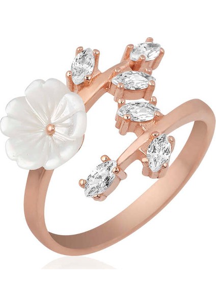 ​925 Ayar Gümüş Rose Beyaz Bahar Çiçeği Yüzük T5211 (770770) fiyatları