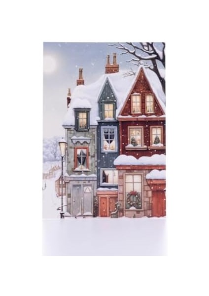 Kartpostal, Yılbaşı, Renkli Kış Evleri, 12X17 cm 6 Adet fiyatları