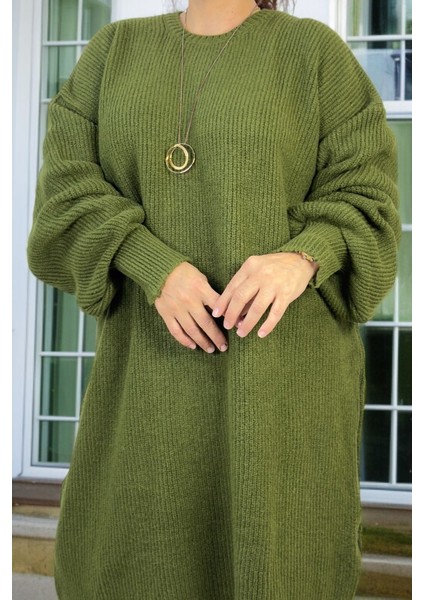 Selanik Örgü Balon Kol Büyük Beden Kadın Triko Kazak Tunik modelleri