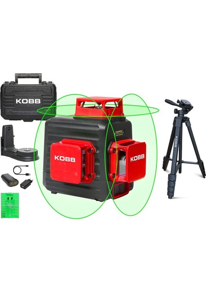 KBL34GTP 40 Metre Profesyonel Li-Ion Şarjlı 3X360⁰ Otomatik Hizalamalı Yeşil Çapraz Çizgi Distomat +