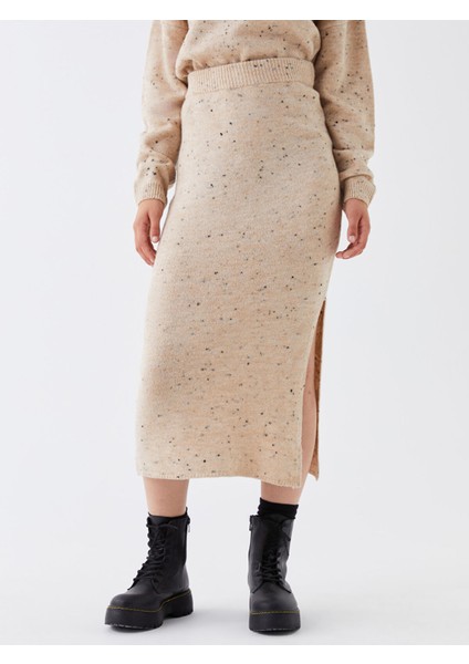 Yeni Sezon Beli Lastikli Desenli Kadın Triko Etek fırsatları