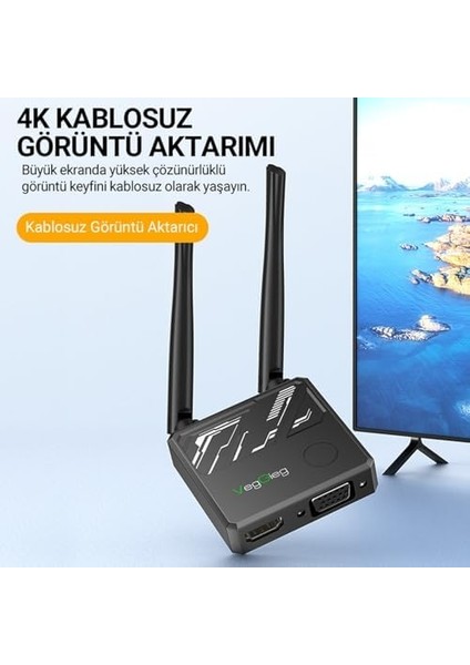 Veggieg 4K HDMI VGA 2.4 / 5ghz Kablosuz Görüntü Aktarım Cihazı fiyatları