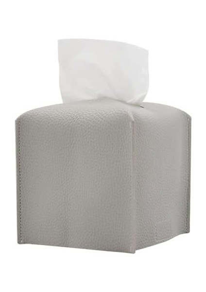 Modern Pu Deri Peçete Kutusu Kapağı,, Basit Düz Renk Tutucu Kare Peçete Çantası, Ofis, Araba, Açık Çadır, Yemek Masası Için Ideal, 13 x 13 x 13 Cm, Gümüş modelleri