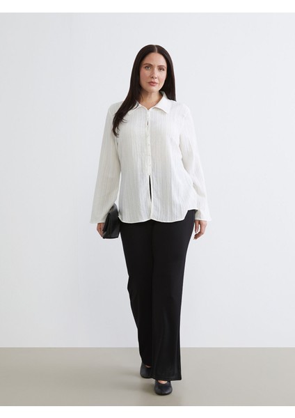 Yeni Sezon Büyük Beden Dokulu Poplin Kadın Gömlek fiyatları
