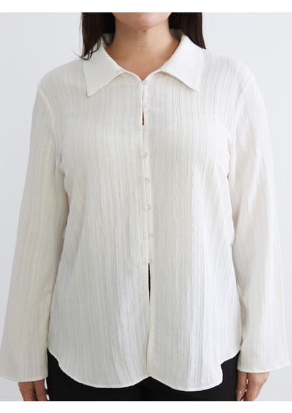 Yeni Sezon Büyük Beden Dokulu Poplin Kadın Gömlek modelleri