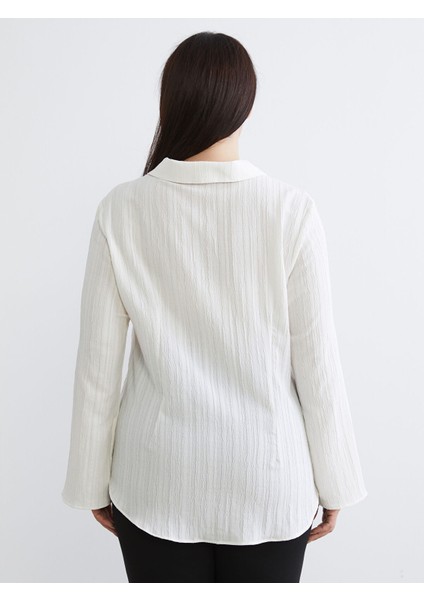 Yeni Sezon Büyük Beden Dokulu Poplin Kadın Gömlek fırsatları