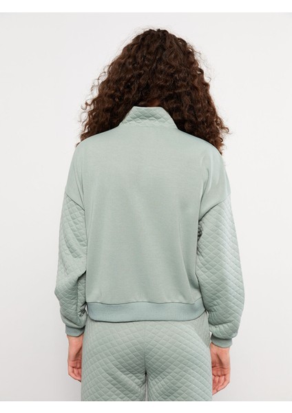 Yeni Sezon Dik Yaka Kapitone Desenli Uzun Kollu Kadın Sweatshirt indirimleri